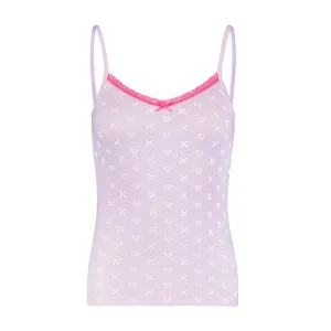 LILAC Hearts-X Pointelle PATTI CAMISOLE w Pink Lace