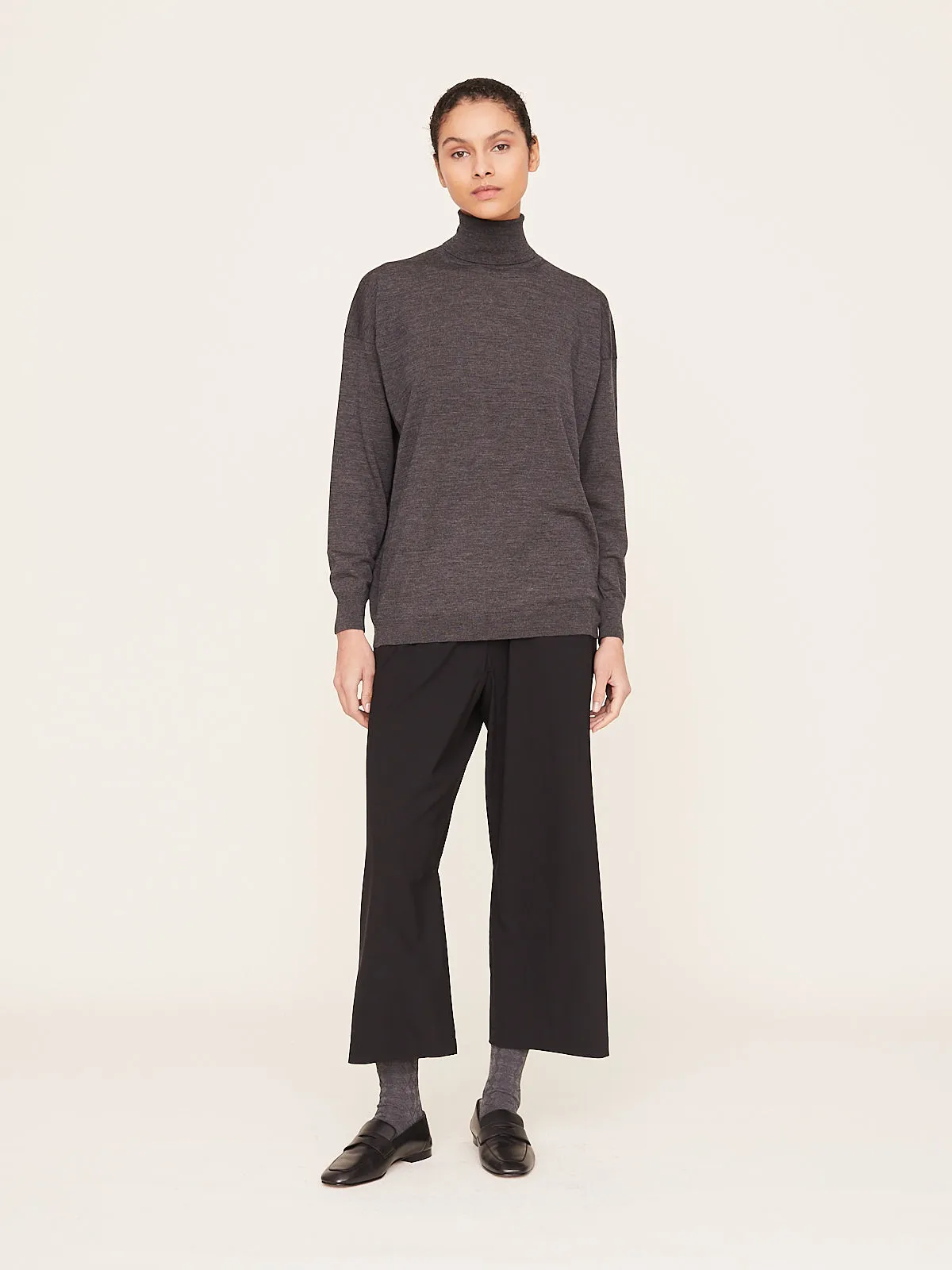 Loose Fit Turtle Sweater in Dark Grey