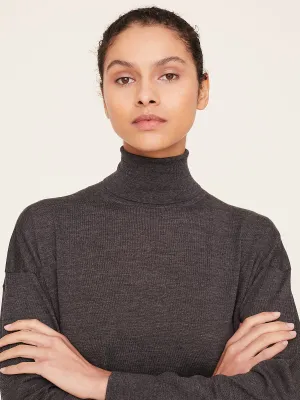 Loose Fit Turtle Sweater in Dark Grey