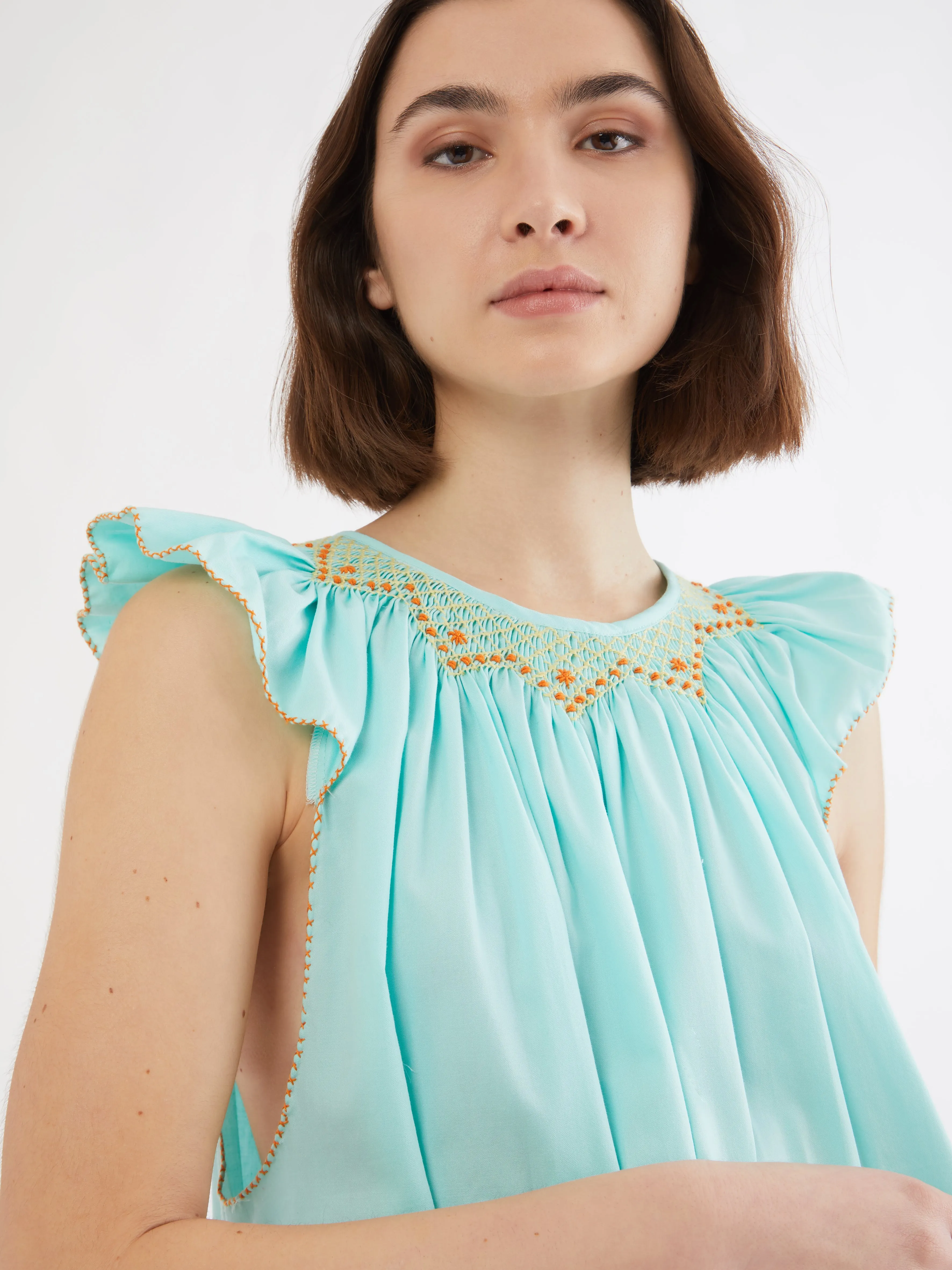 Malagasy cotton smocked nightdress
