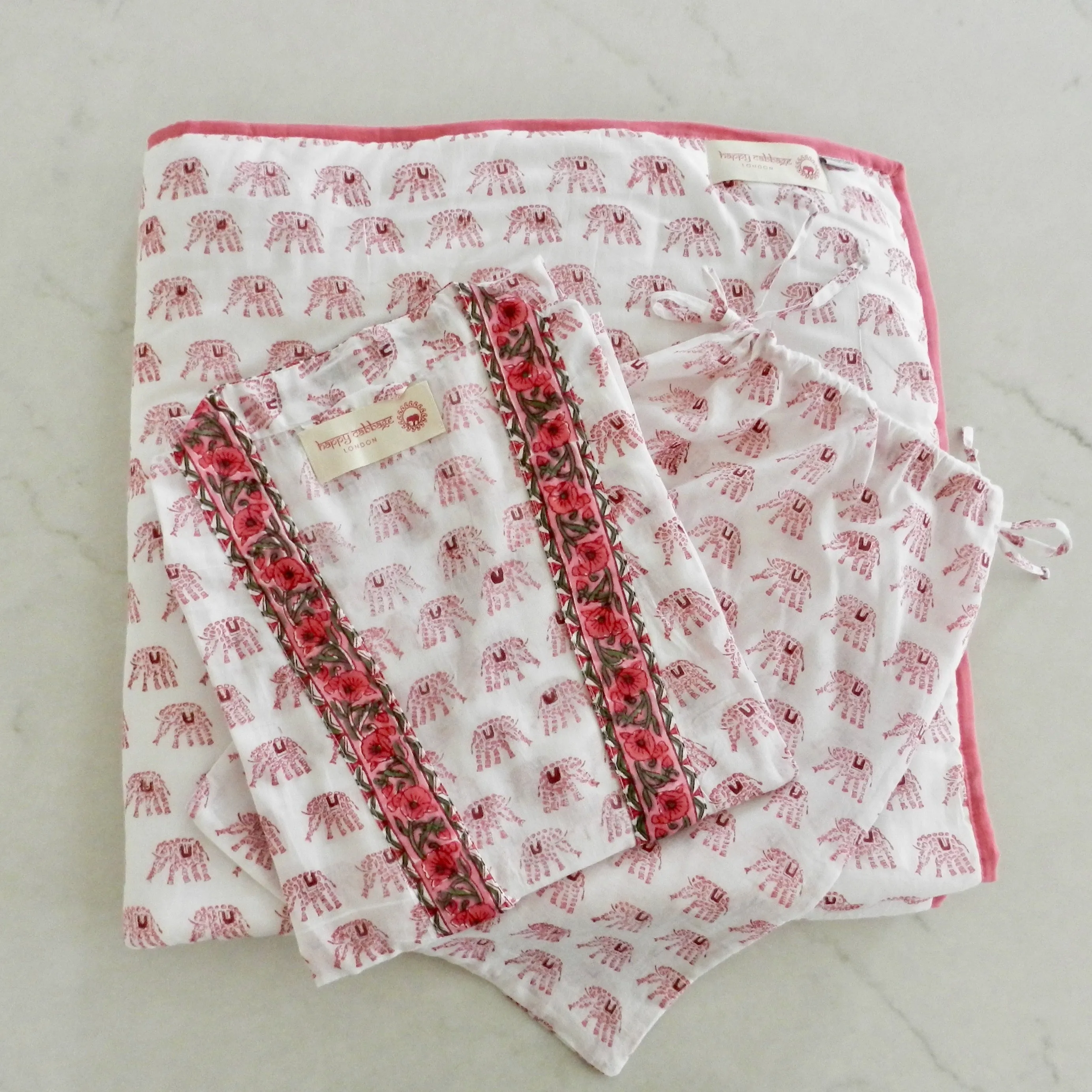Matching Mum Robe and Baby Blanket in Pink Elephant