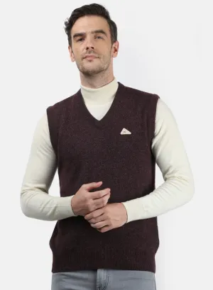Men Maroon & Grey Solid Sweater