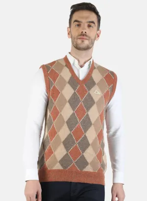 Men Orange Self Sweater