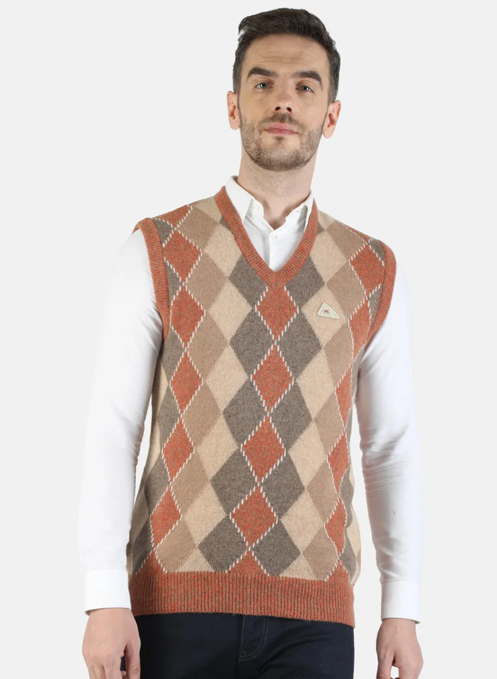 Men Orange Self Sweater