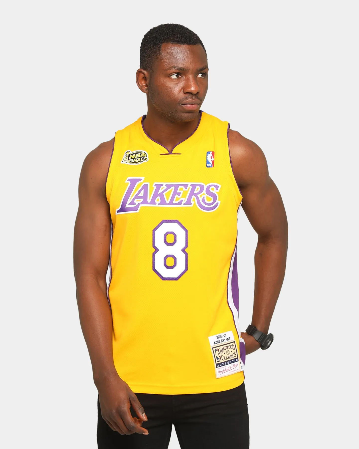 Mitchell & Ness Kobe Bryant NBA Finals '00-'01 #8 Authentic Los Angeles Lakers Jersey Yellow