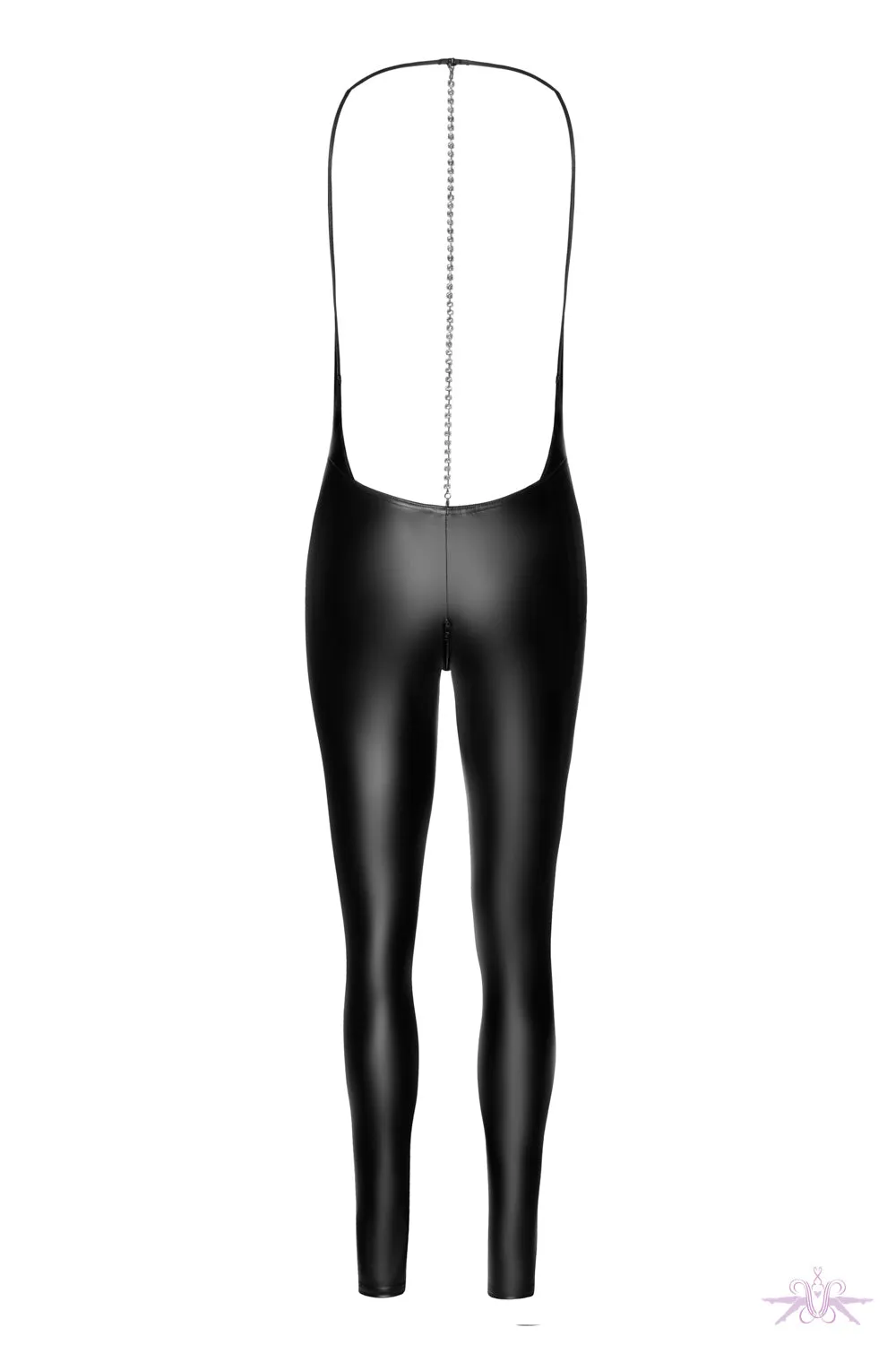 Noir Handmade Mirage Wetlook Catsuit with Jewellery
