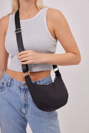 Nylon Sling Crossbody Bag in Black