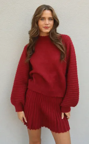 on the go sweater set - red