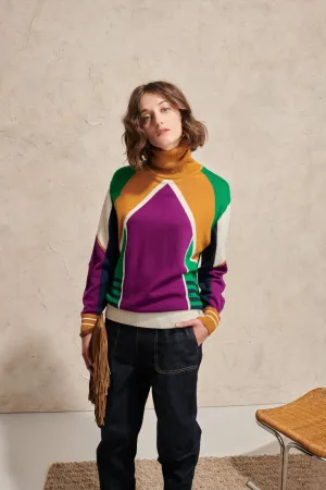 Patch Graphic Intarsia Jacquard