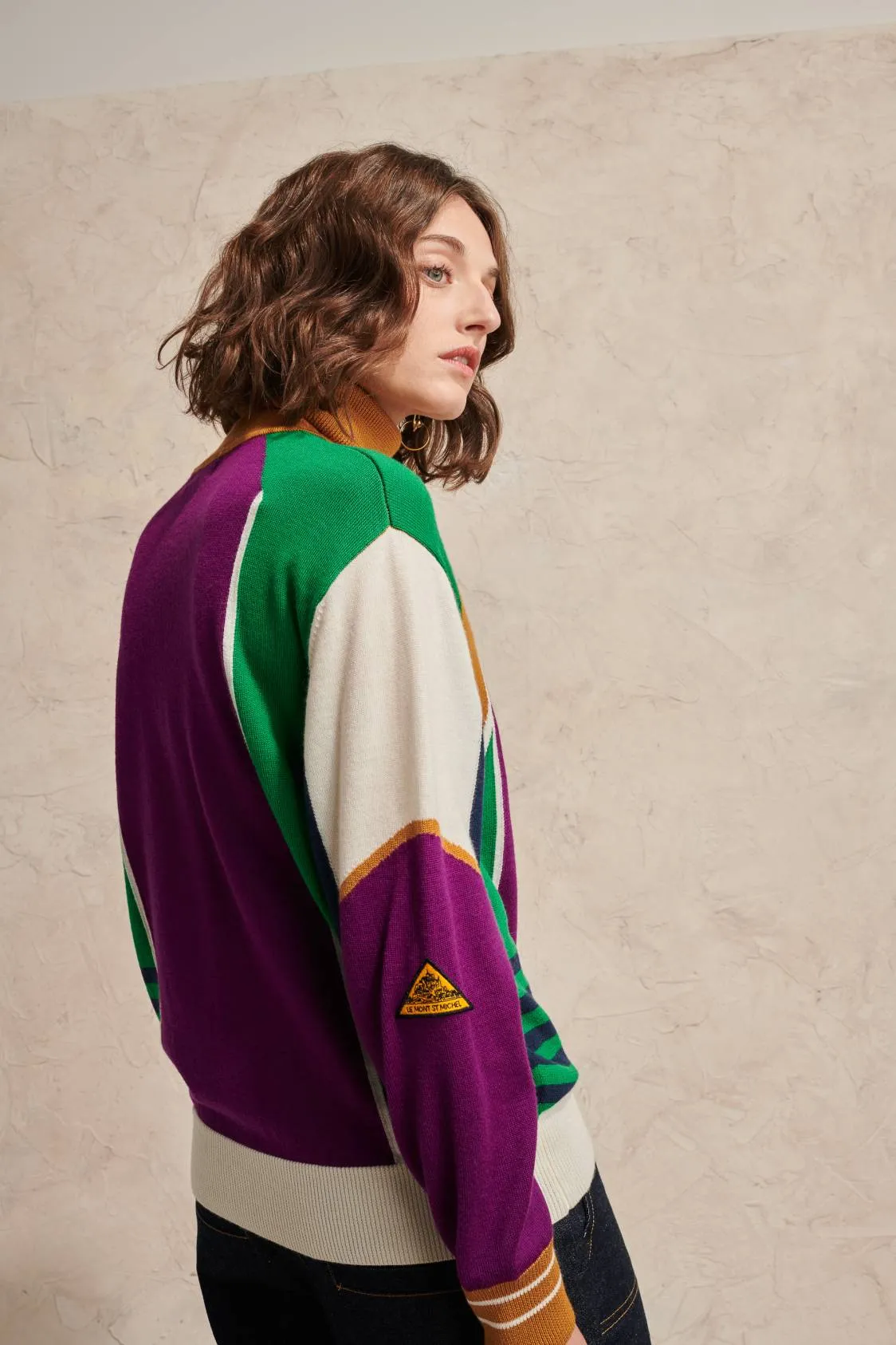 Patch Graphic Intarsia Jacquard
