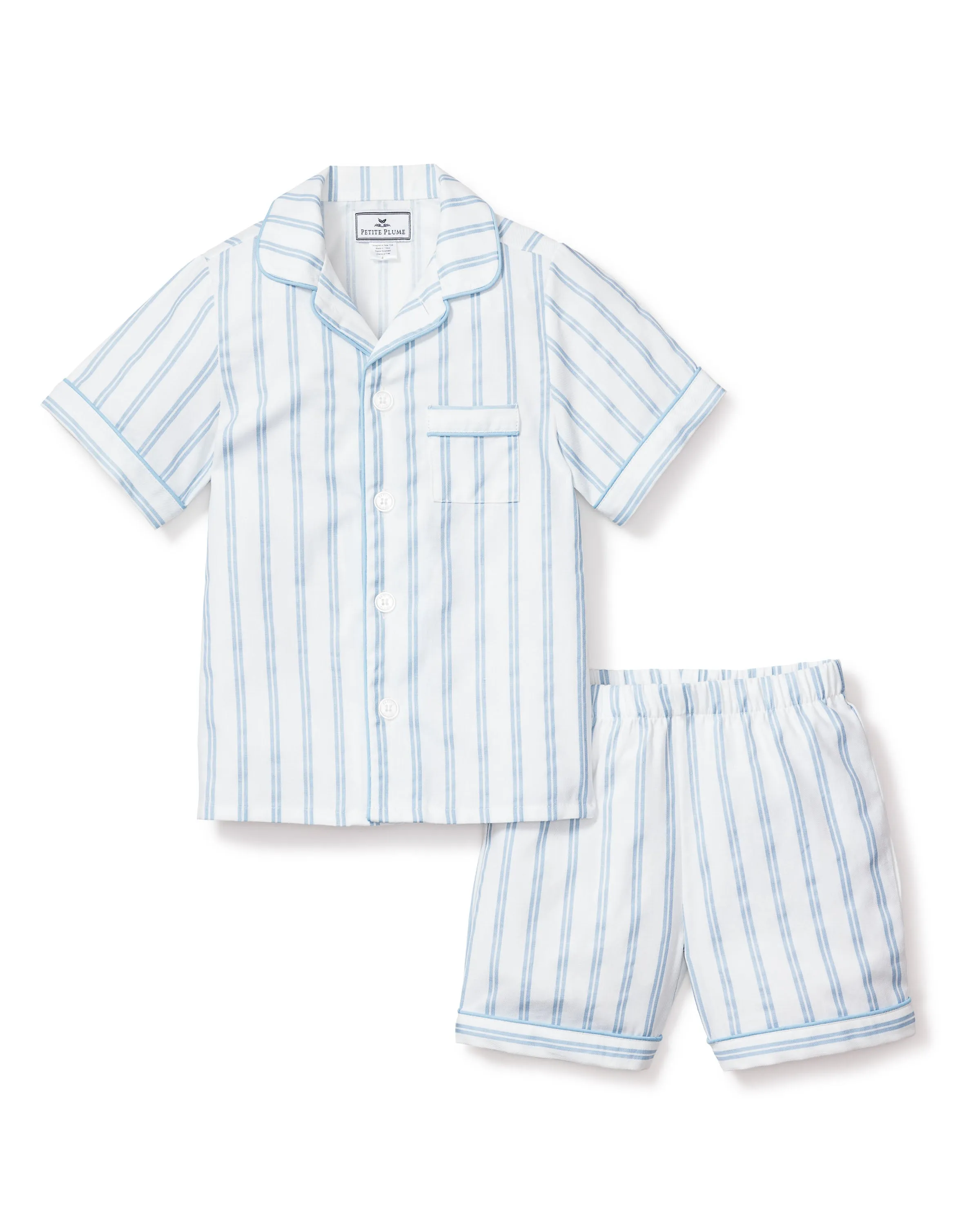 Periwinkle and White Stripe Short Set