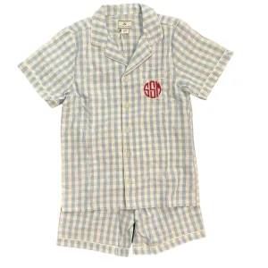 Petite Plume Blue Gingham  Short Pajama Set
