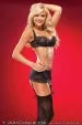 Sheer Lace Bra, Garter Belt and G-string