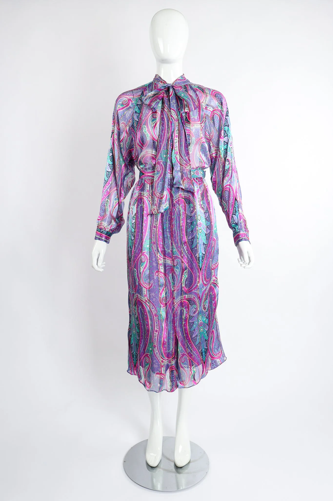 Sheer Paisley Blouse & Skirt Set