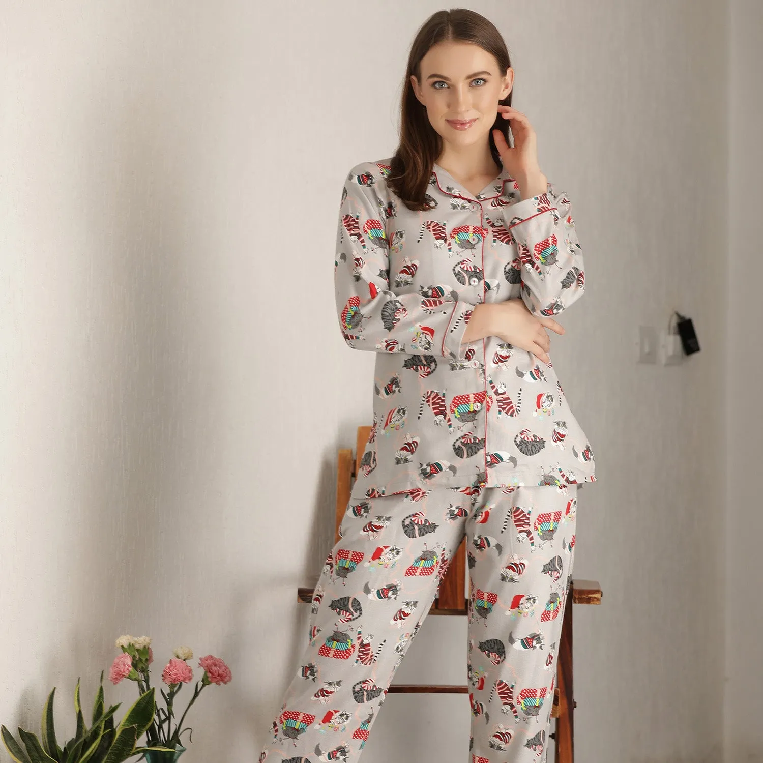 Soft brushed flannel night suit