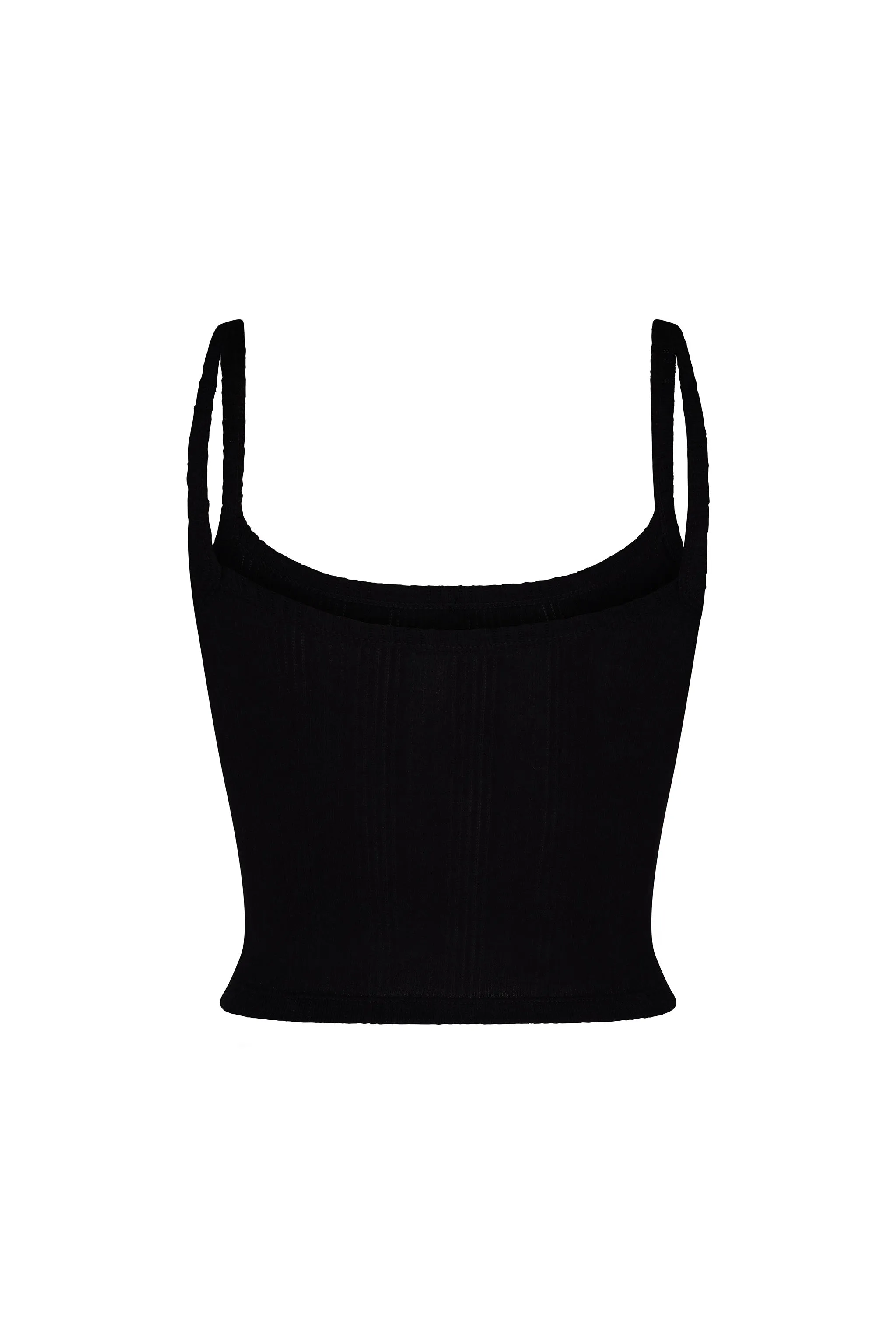 Square Neck Pointelle Cami in Onyx
