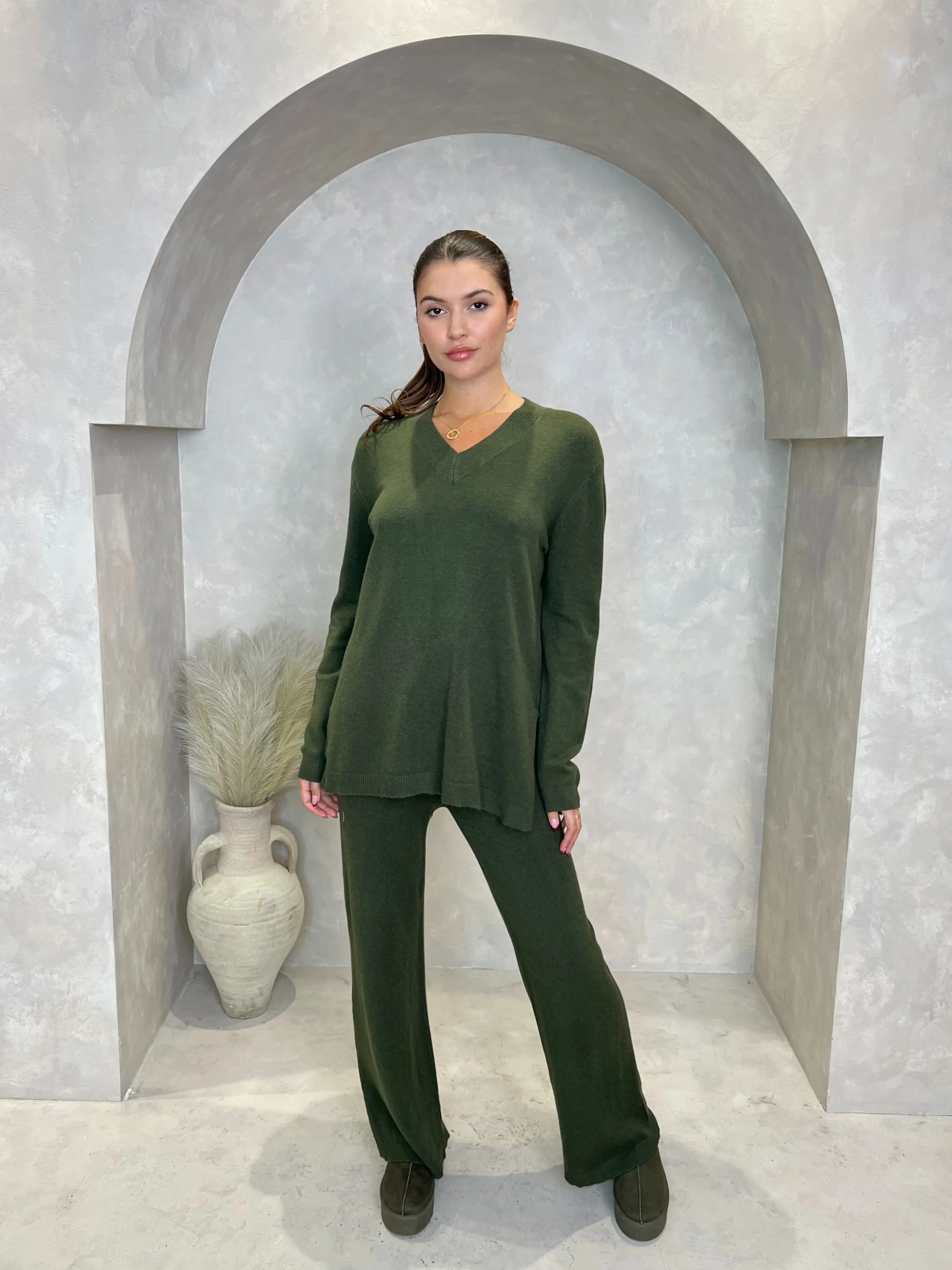 V Neck Panel Oversize Lounge Set