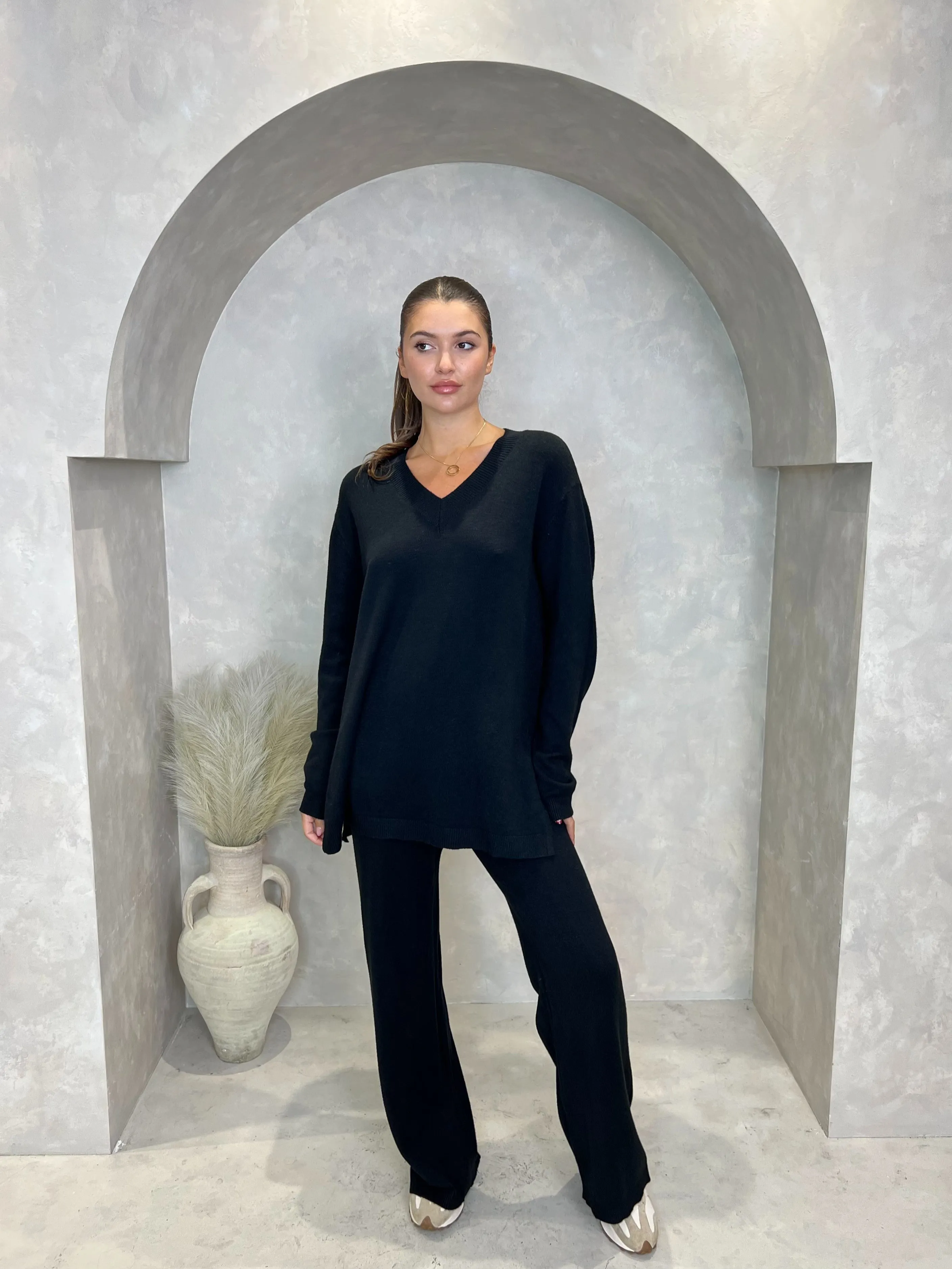 V Neck Panel Oversize Lounge Set