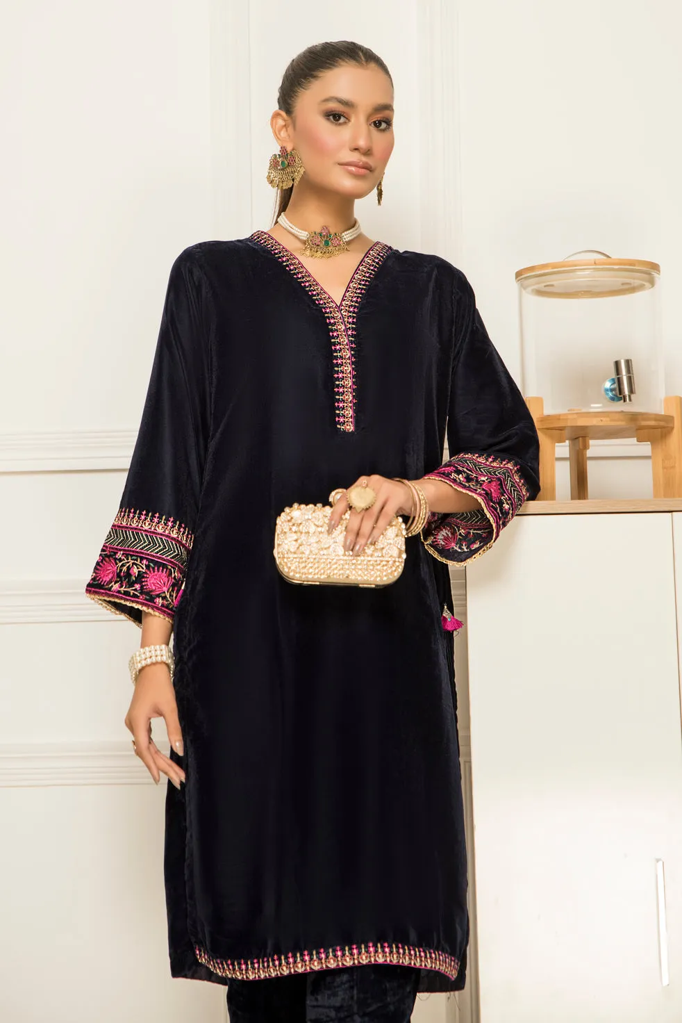 Velvet Embroidered Ready to Wear 2 Pcs Dress by Aabpara 03