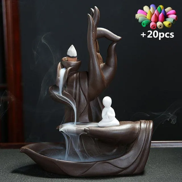 'Vitarka Mudra' Ceramic Incense Holder
