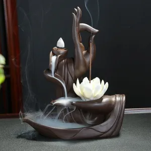 'Vitarka Mudra' Ceramic Incense Holder