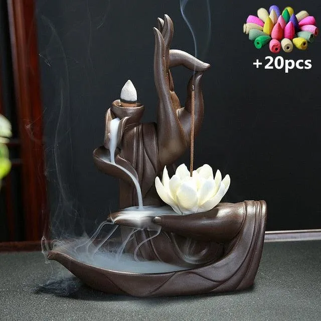 'Vitarka Mudra' Ceramic Incense Holder