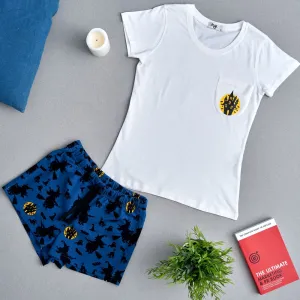 Women summer pajama set Off White T-shirt   Witches shorts