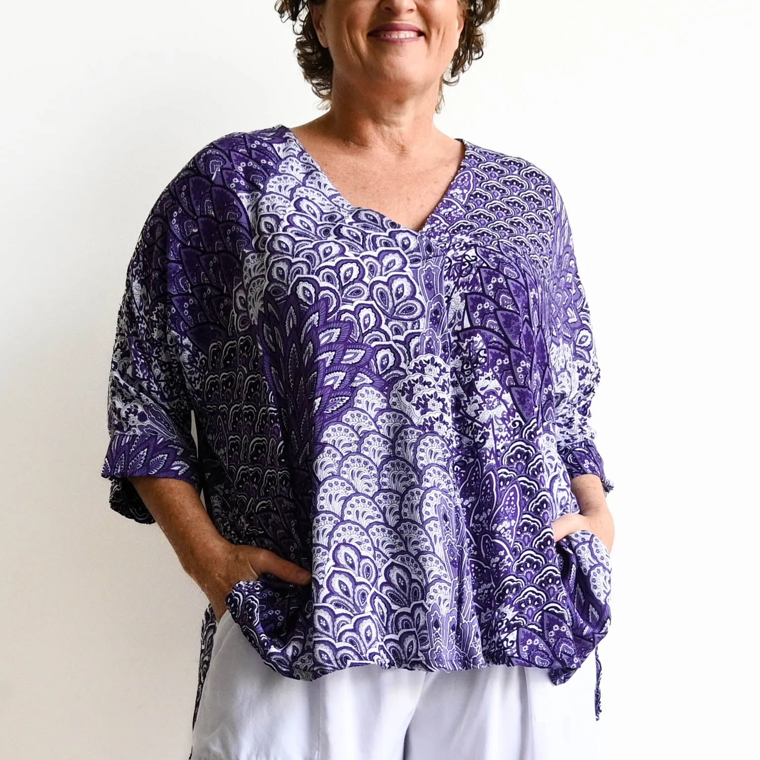 Zen Kaftan Blouse - Paisley Peacock
