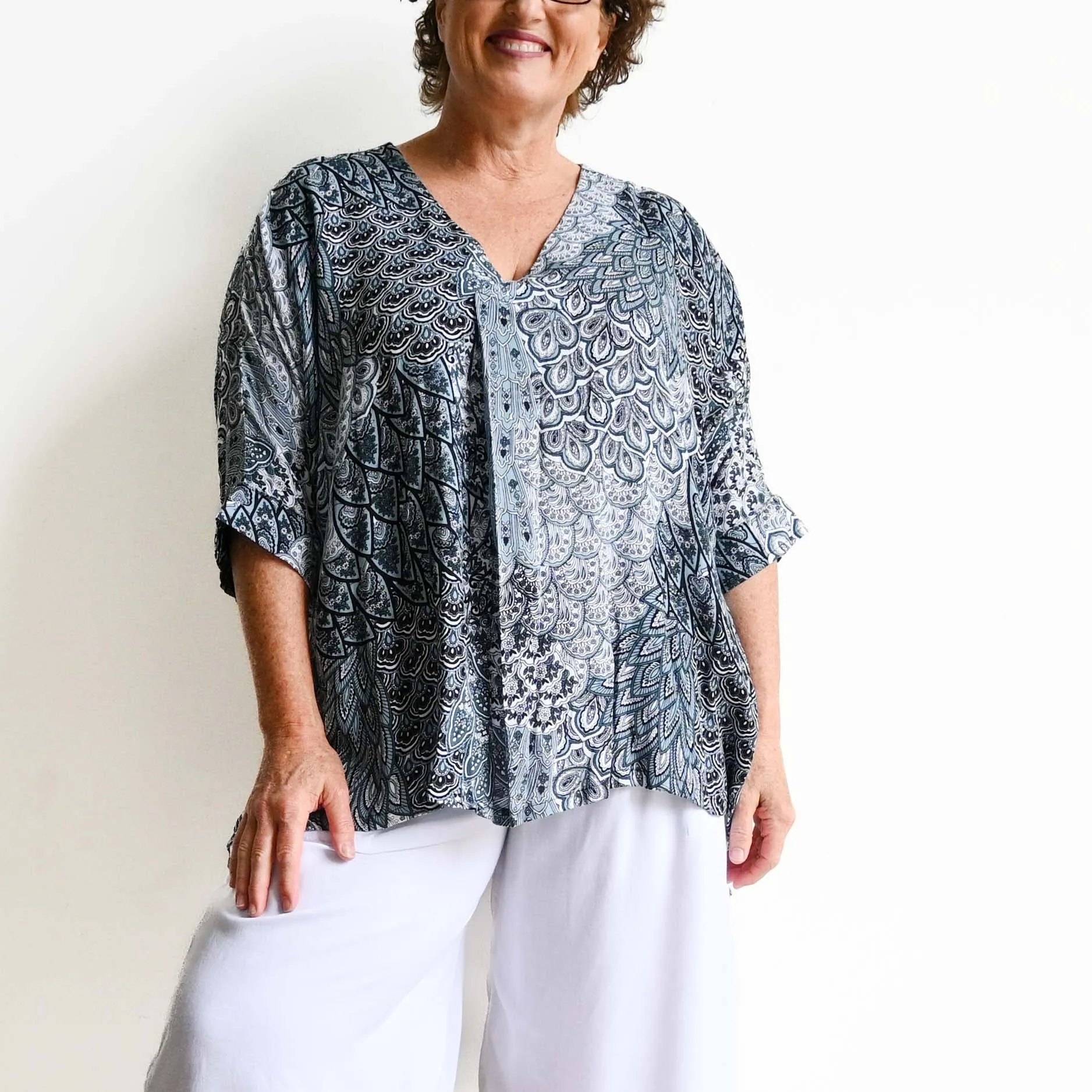 Zen Kaftan Blouse - Paisley Peacock
