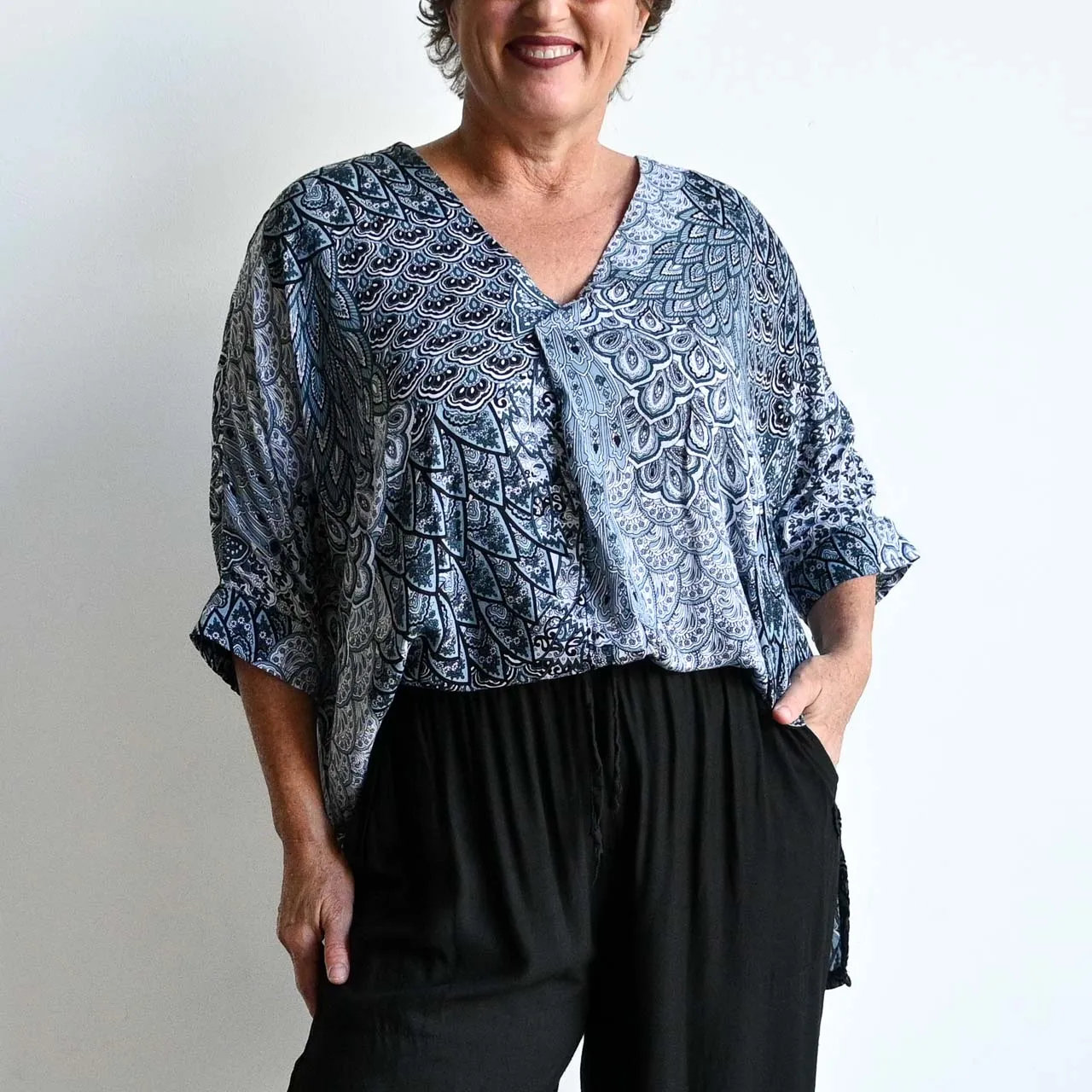 Zen Kaftan Blouse - Paisley Peacock