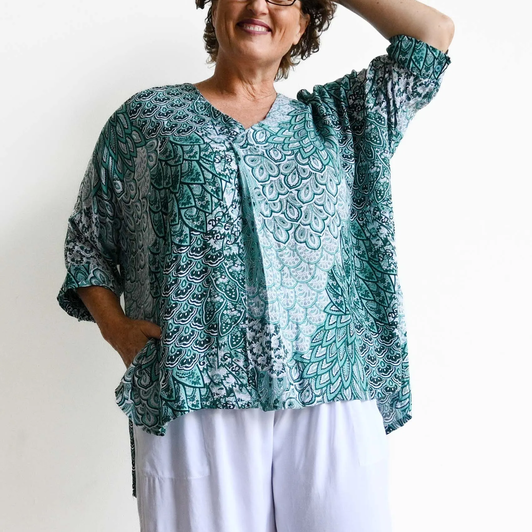 Zen Kaftan Blouse - Paisley Peacock