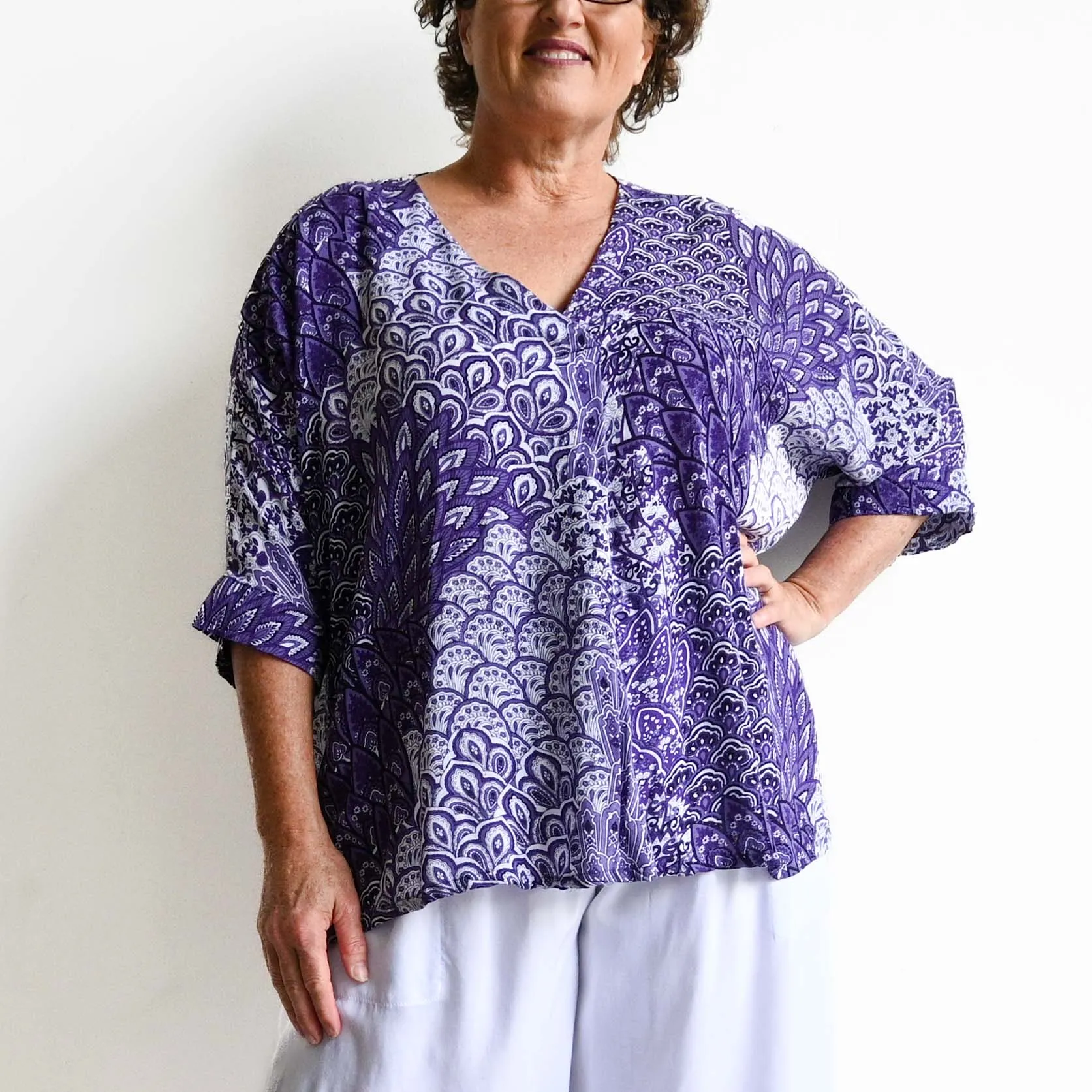 Zen Kaftan Blouse - Paisley Peacock